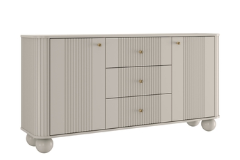 Komoda Vesper 160 cm so zásuvkami na kulach - kašmír / zlote úchyty / nožičky kule