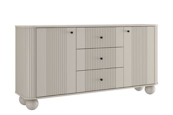 Komoda Vesper 160 cm so zásuvkami na kulach - kašmír / čierny úchyty / nožičky kule