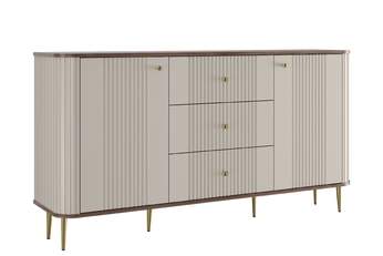 Komoda Vesper 160 cm so zásuvkami na nôžkach - kašmír / Orech / zlote nožičky
