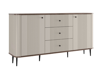 Komoda Vesper 160 cm so zásuvkami na nôžkach - kašmír / Orech / čierny nožičky