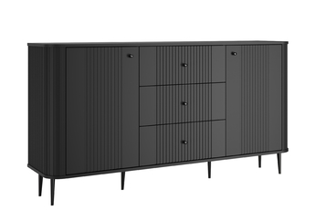 Komoda Vesper 160 cm so zásuvkami na nôžkach - Čierny / čierny nožičky
