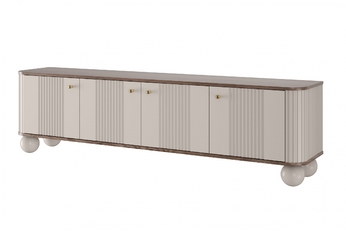 TV skrinka Vesper 4D 187 cm - kašmír / Orech / zlote úchyty / nožičky kule