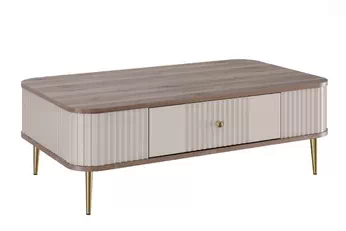 Konferenčný stolík z szuflada Vesper 103x60 cm - kašmír / Orech / zlote nožičky