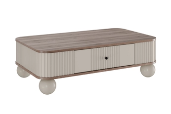 Stolík kawowy Vesper 103x60 cm z szuflada - kašmír / Orech / čierny úchyty / nožičky kule