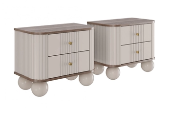 Komplet szafek nocnych Vesper 56 cm - kašmír / Orech / zlote úchyty / nožičky kule