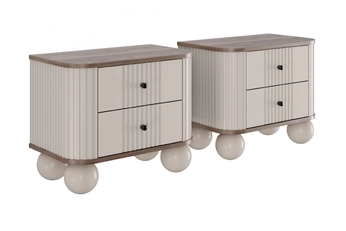 Komplet szafek nocnych Vesper 56 cm - kašmír / Orech / čierny úchyty / nožičky kule