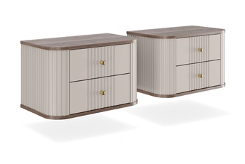 Komplet szafek nocnych wiszacych Vesper 56 cm - kašmír / Orech / zlote úchyty