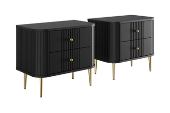 Komplet szafek nocnych Vesper 56 cm - Čierny / zlote nožičky