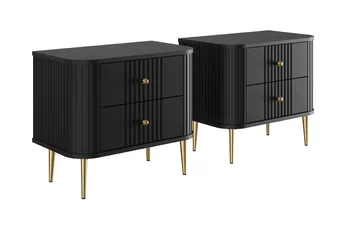 Komplet szafek nocnych Vesper 56 cm - Čierny / zlote nožičky