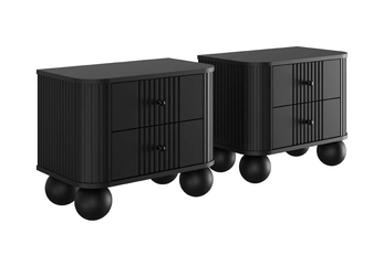 Komplet szafek nocnych Vesper 56 cm - Čierny / čierny úchyty / nožičky kule