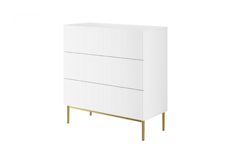 Komoda so zásuvkami Nicole 100 cm - biely mat / zlote nozki