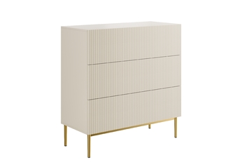 Komoda Nicole 100 cm se zásuvkami i ryflowanym frontem - kašmír / zlote nozki
