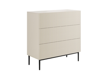 Komoda Nicole 100 cm se zásuvkami i ryflowanym frontem - kašmír / černá nozki
