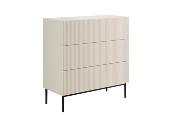 Komoda Nicole 100 cm se zásuvkami i ryflowanym frontem - kašmír / černá nozki