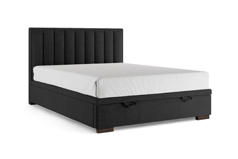 Boxspring posteľ Misel 160x200 S vnútorným úložným priestorom- Čierny zamat Magic Velvet 2219 / nožičky Venge