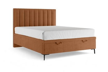 Boxspring posteľ Misel 140x200 S vnútorným úložným priestorom- červený zamat Magic Velvet 2213 / nožičky čierny 