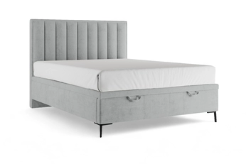 Boxspring posteľ Misel 140x200 S vnútorným úložným priestorom- šedý zamat Magic Velvet 2240 / nožičky čierny 