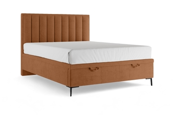 Boxspring posteľ Misel 160x200 S vnútorným úložným priestorom- červený zamat Magic Velvet 2213 / nožičky čierny 