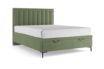 Boxspring posteľ Misel 160x200 S vnútorným úložným priestorom- Zelený zamat Magic Velvet 2243 / nožičky čierny 