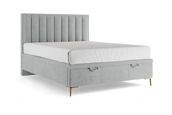 Boxspring posteľ Misel 140x200 S vnútorným úložným priestorom- šedý zamat Magic Velvet 2240 / nožičky zlaté 