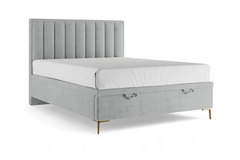 Postel boxspring Misel 140x200 s úložným prostorem- šedá samet Magic Velvet 2240 / Nohy zlatá 