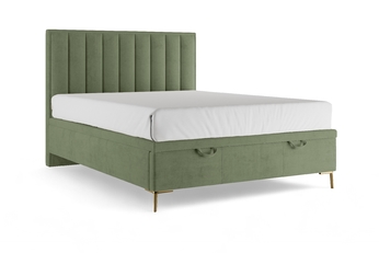 Boxspring posteľ Misel 140x200 S vnútorným úložným priestorom- Zelený zamat Magic Velvet 2243 / nožičky zlaté 