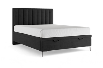 Boxspring posteľ Misel 180x200 S vnútorným úložným priestorom- Čierny zamat Magic Velvet 2219 / nožičky srebrne