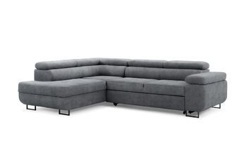 Rohová sedacia súprava s funkciou spania Annabelle L Ľavá strana - Grafitový zamat hydrofobowy Zetta 304 / nožičky čierny