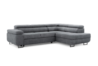 Rohová sedacia súprava do obývacej izby Annabelle L pravá strana - Grafitový zamat hydrofobowy Zetta 304 / nožičky čierny