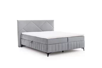 Pat Boxspring  Wasil 160x200 cu spațiu de depozitare - cenușă catifea hidrofobă Element 24 