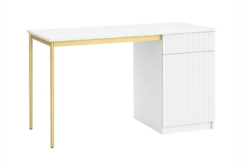 Písací stôl Nicole 120 cm jednodverové z szuflada - biely mat / zlote nozki
