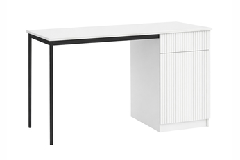 Písací stôl Nicole 120 cm jednodverové z szuflada - biely mat / čierny nozki