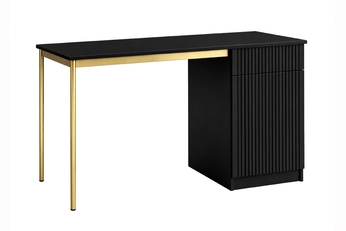 Písací stôl Nicole 120 cm jednodverové z szuflada - Čierny mat / zlote nozki