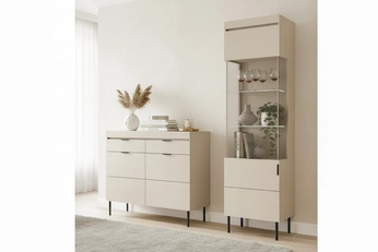 Komoda dvoudveřová Sentia 105 z dwoma zásuvkami - kašmír / černá 