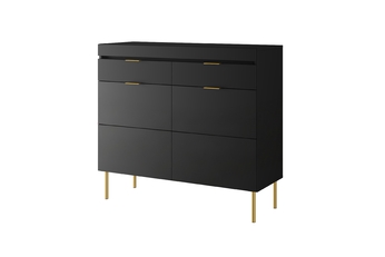 Komoda dvoudveřová Sentia 105 z dwoma zásuvkami - černá / zlatá 