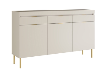 Komoda třídveřová Sentia 157 cm se třemi  zásuvkami - kašmír / zlatá
