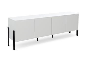 TV skrinka Jukon 204 cm - biely supermat / čierne nožičky