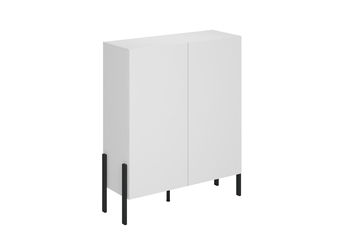 Komoda Jukon 114 cm dvojdverová - biely supermat / čierne nohy