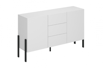 Komoda so zásuvkami Jukon 154 cm - biely supermat / čierne nožičky