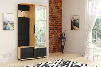 šatník Lutra čalúnená 100 cm - craft/Čierny