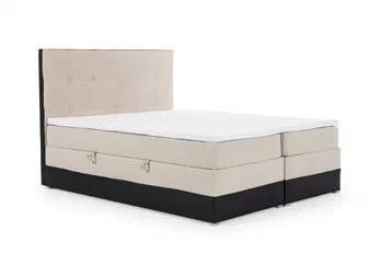 Boxspring posteľ s úložným priestorom Damaco 160x200 - Ružová plecionka Soro 61 / Čierna eksoskora Soft 11 