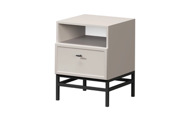 Nočný Stolík Lorini z szuflada 45 cm - kašmír / Čierny Úchytka T-bar / Rošt
