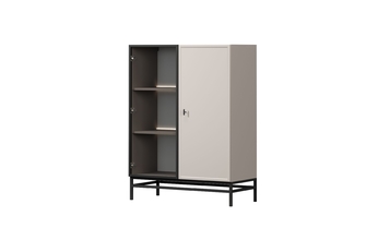 Vitrína Lorini do obývacej izby 100 cm - kašmír / Čierny Úchytka T-bar / Rošt