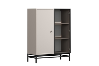 Vitrína Lorini do obývacej izby 100 cm - kašmír / Čierny Úchytka T-bar / Rošt