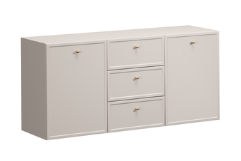 Komoda závěsná Lorini 150 cm se zásuvkami - kašmír / zlote Úchytky