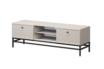 TV skrinka Lorini 150 cm so zásuvkami - kašmír / čierny úchyty / Rošt