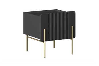 Nočný Stolík Malmi 45 cm z szuflada - Čierny mat / zlote nozki