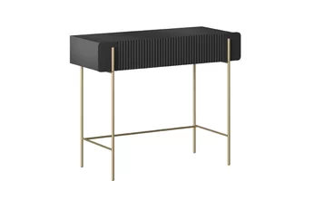 Toaletný stolík Malmi 100 cm so zásuvkami - Čierny mat / zlote nozki