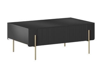 Stolík kawowy Malmi 100 cm so zásuvkami - Čierny mat / zlote nozki