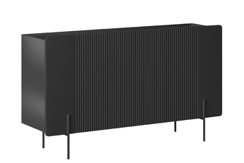 Komoda Malmi 150 cm třídveřová - černá mat / černá nozki